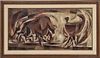 Engstrom, Oil On Canvas,  1967, Bull Fight, H 24'' W 48''