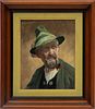 Barbana, Oil On Masonite, Portrait Of A Man With A Pipe, H 9'' W 7''