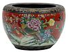 Contemporary Chinese Porcelain Flower Pot, Spring Peonies, H 11.5'' Dia. 18''