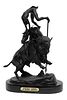 After Frederic Remington Bronze Sculpture "Buffalo Horse",  Later 20th C., H 14.5'' W 4.5'' L 10''