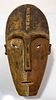 African Polychrome Carved Wood Mask, H 9.5", W 5"