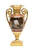 Old Paris Porcelain Double Handled Urn H 18.5'' Dia. 10.5''