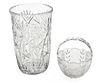 Cut Crystal Vase & Pressed Glass Basket, H 12'' Dia. 7.5'' 2 pcs