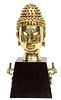 Thai Brass Buddha Head, H 13.5'' W 7.5'' Depth 7.5''