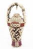 Kuba, African Covered Vessel With Cowrie Shells, H 22.5" Dia 10"