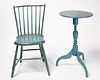 Blue Candlestand and Windsor Chair