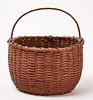 Round Red Basket with Handle