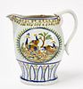 Large Prattware Pitcher with Peacocks