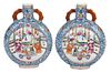 Pair of Chinese Enamel Decorated Porcelain Moon Flasks