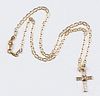 10K gold necklace with diamond cross pendant