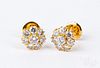 Pair of 18K yellow gold and diamond stud earrings