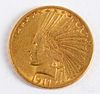 1911 Indian Head ten dollar gold coin