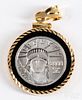 .1 ozt. fine platinum coin with 14K gold pendant