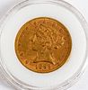 1893 Liberty Head five dollar gold coin
