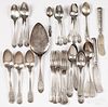 Silver flatware and two coin silver knives