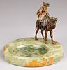 Ashtray with cold painted bronze camel and rider