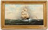 Oil on canvas seascape, late 19th c.