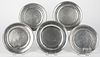 Five American pewter plates
