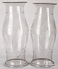Pair of etched glass hurricane shades