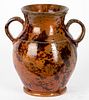 Jacob Medinger redware two-handled vase