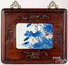 Chinese porcelain plaque with carved frame