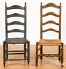 Two Delaware valley painted ladderback side chairs