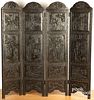Chinese carved folding screen