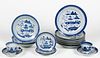 CHINESE EXPORT PORCELAIN BLUE AND WHITE CANTON TEA AND TABLE ARTICLES, LOT OF 18
