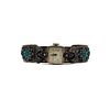 NO RESERVE - Zuni Turquoise Channel Inlay and Silver Watch Band with Flower Design c. 1940s, size 5.5 (J14595)