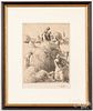 Camille Pissarro, lithograph Haymakers of Eragny