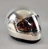 Motorsport/ Motor Racing - A rare Mappin & Webb hallmarked full size presentation crash helmet, the silver-coated helmet stam