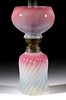 EMBOSSED RIB SWIRL OPALESCENT GLASS MINIATURE LAMP