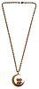 14k Yellow Gold Crescent Moon Pendant on Twisted Rope Necklace