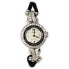 Lady's Vintage Diamond and Platinum Mido Multifort Super-Automatic Movement Watch with Silk Strap and Stainless Steel Buckle