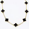 Van Cleef & Arpels 18 Karat Yellow Gold and Black Onyx Alhambra Necklace