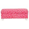 Modern contemporary ottoman bench, upholstered in a pink and white giraffe print on canvas, made by the Charles Stewart Company in Hickory NC, include
