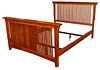 Stickley Mission Collection spindle bed oak, apparently unmarked, Queen Size, and of typical form. 48.5" H x 63" W x 84" L.