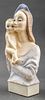 Italian Lenci Madonna and child polychrome glazed ceramic figure, signed "Lenci / Made in Italy / Torino" to underside. 15" H x 8" W x 4.5" D.