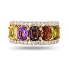 18K Yellow Gold Ring with Multi-Color Sapphire and Diamond