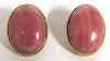 Pair of Vintage 14K Gold & Pink Agate Earrings