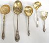 5 Assorted Silver Serving Spoons