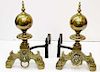 Pair of Dutch-Style Gilt Brass Andirons