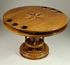 Nautical Style Multi-Wood Round Coffee Table with Central Star Inlays