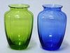 2 Baccarat Colored Ribbed Crystal Vases