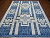 Denim Blue and White Peshawar Hand Knotted Natural Wool Oriental Carpet
