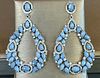 Pair of Blue Opel and Cubic Zircon Sterling Silver Earrings