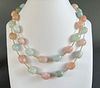 Multi-color Polished Aquamarine Stone Bead and Sterling Silver Vermeil Necklace