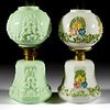 THE STAR FLORAL EMBOSSED AND PANELED MINIATURE LAMPS, LOT OF TWO