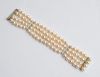 14K White Gold, Cultured Pearl and Diamond Bracelet