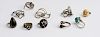 Group of Ten Miscellaneous Silver Rings